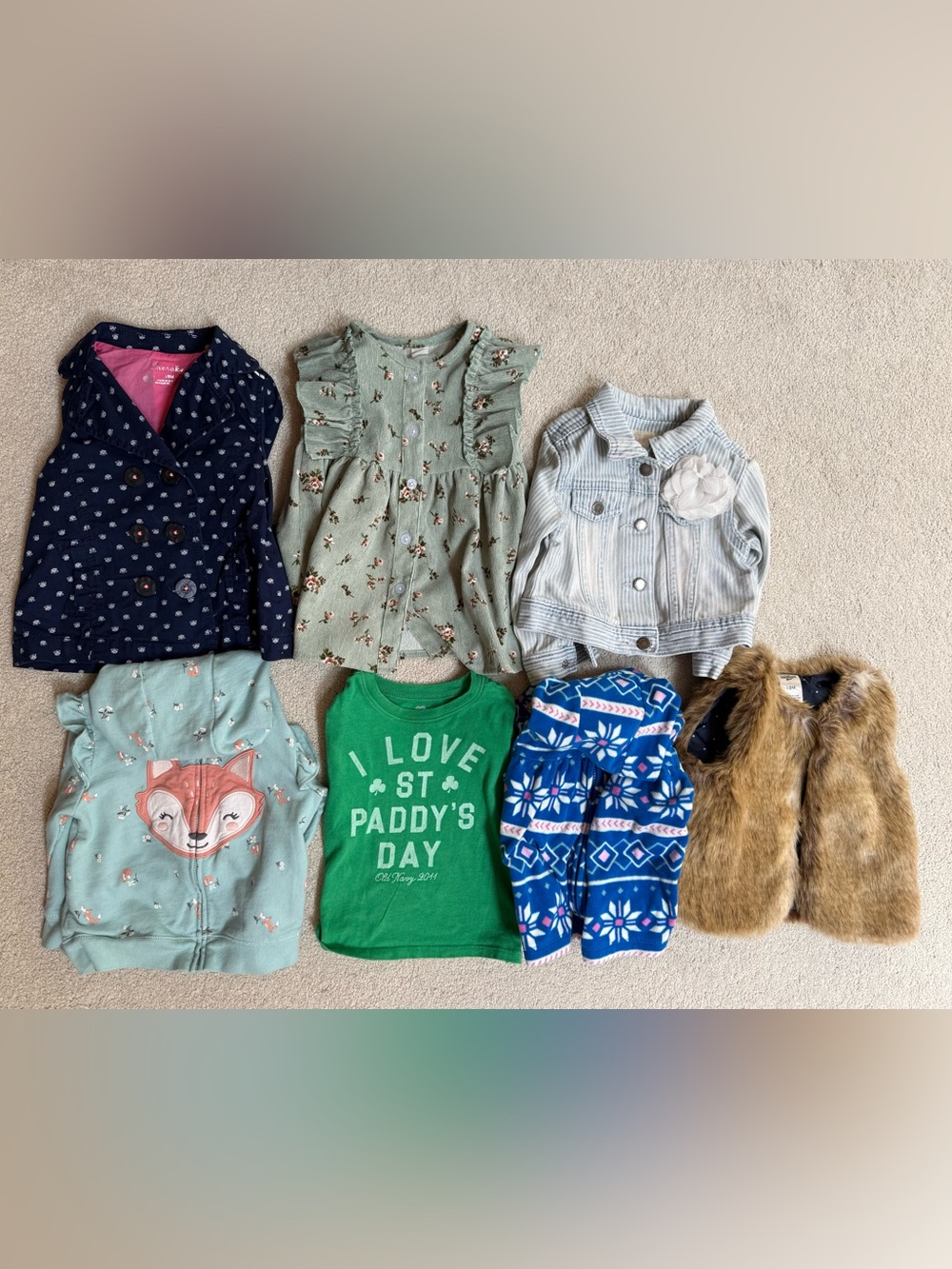 Girls Mixed Jackets & Tops Lot - Navy, Mint, Green, Blue, Brown, Cream
